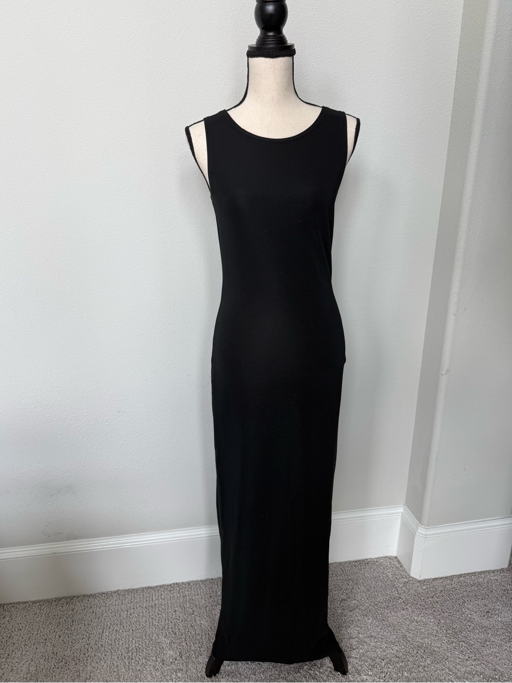 Vintage Possessed Clothing Company Sleek Black Crewneck Maxi Dress